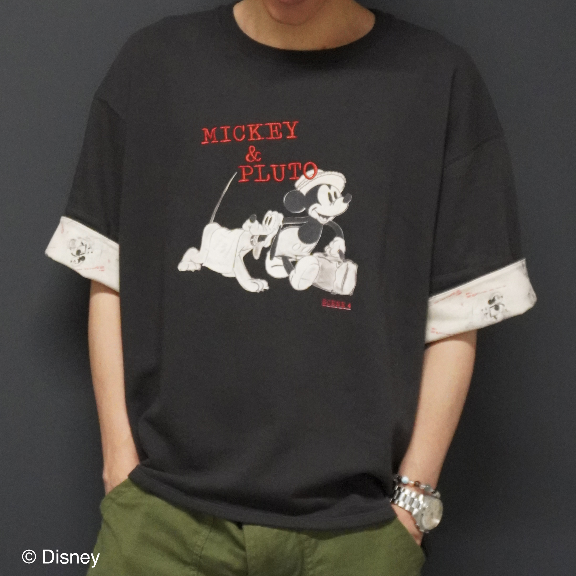 【Disney THE MARKET限定】<br>niko and ...　ミッキー　Tシャツ　チャコール