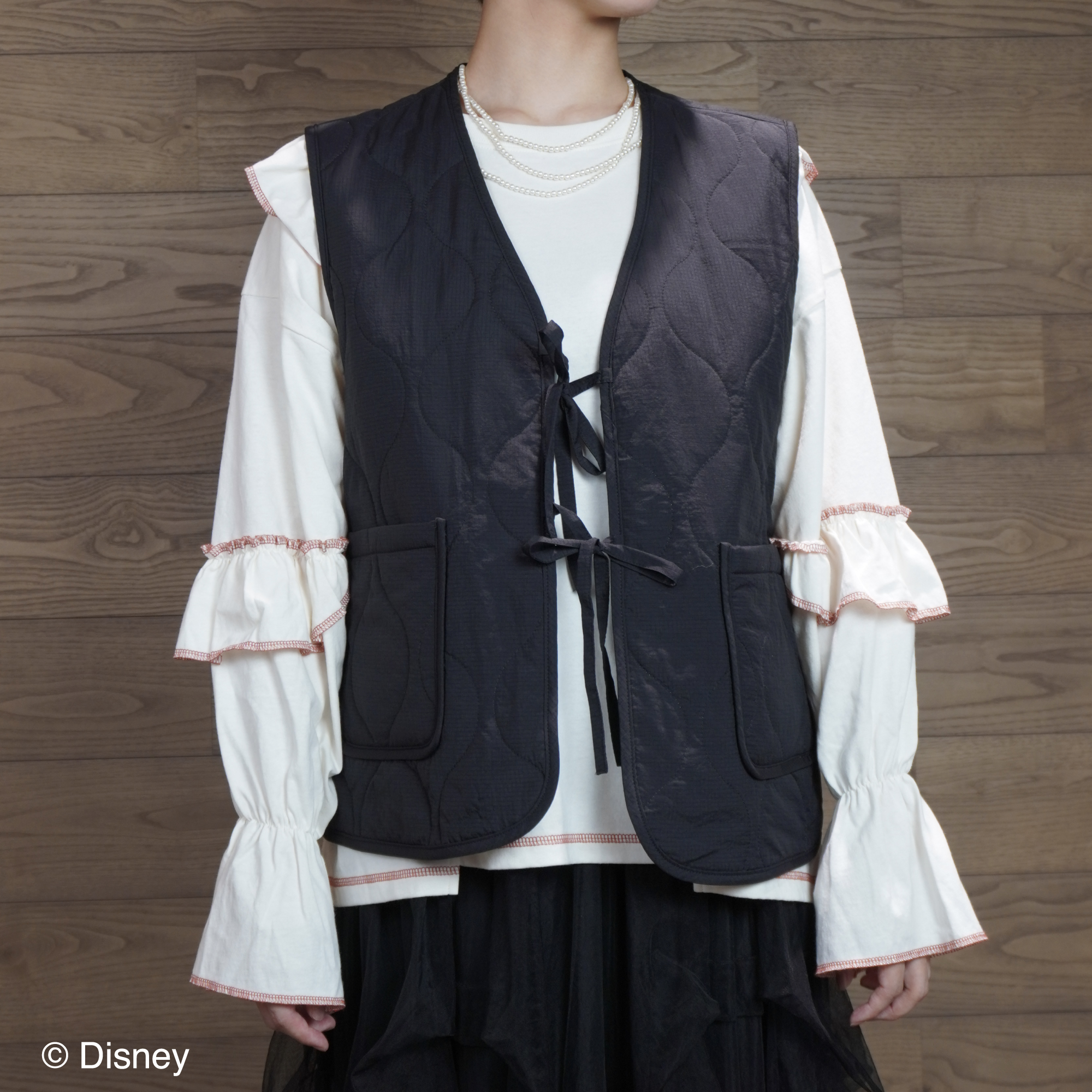 【Disney THE MARKET限定】<br>niko and ...　ミッキー　リバーシブルキルトベスト