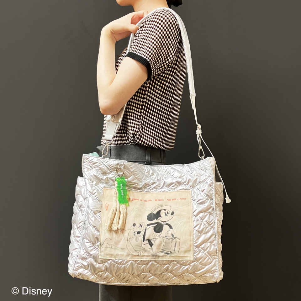 【Disney THE MARKET限定】<br>niko and ...　ミッキー　キルトトート　シルバー