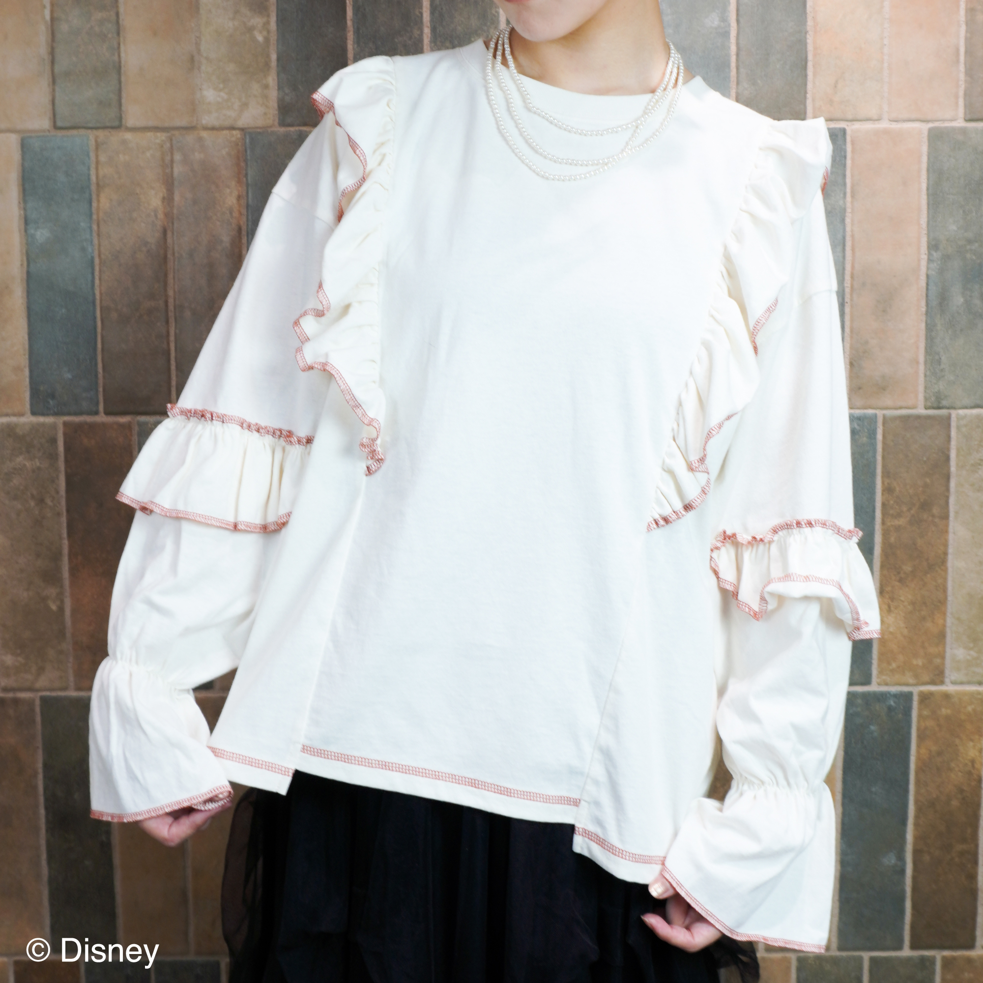 【Disney THE MARKET限定】<br>niko and ...　ミッキー　フリルロングTシャツ