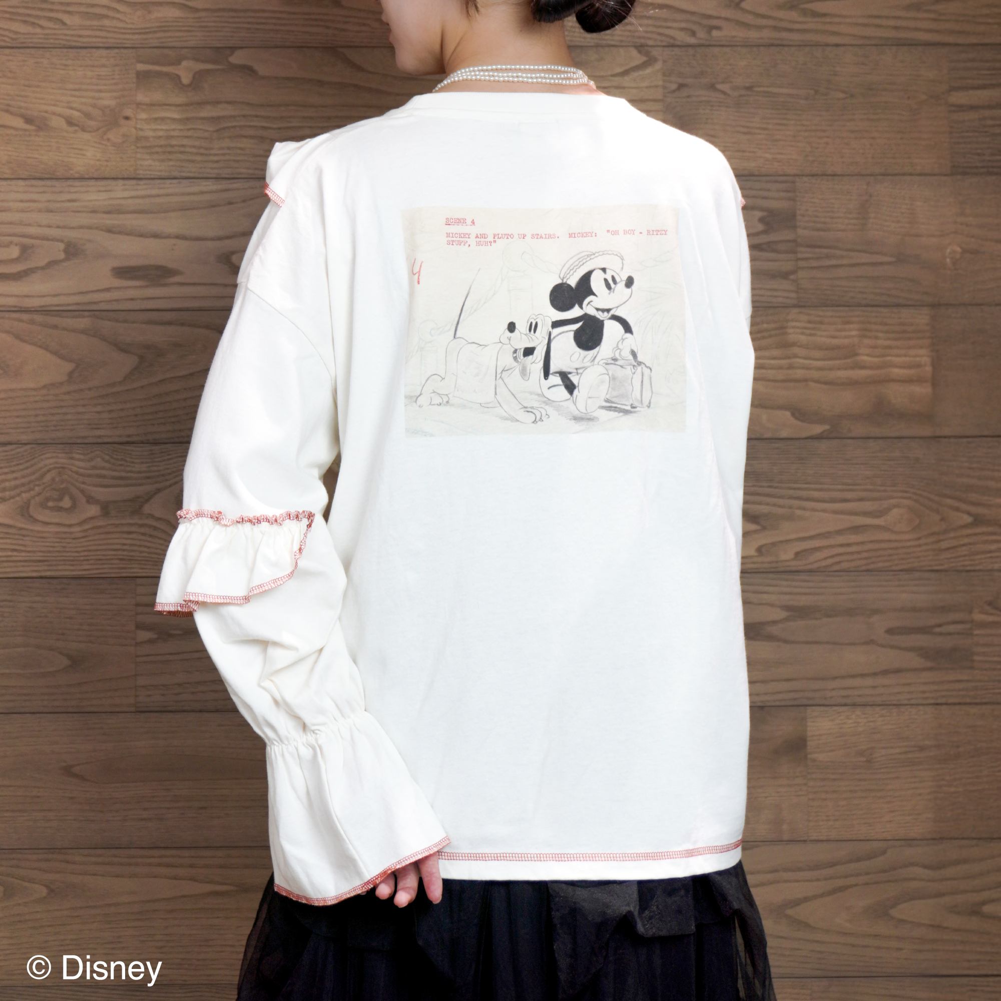 【Disney THE MARKET限定】<br>niko and ...　ミッキー　フリルロングTシャツ