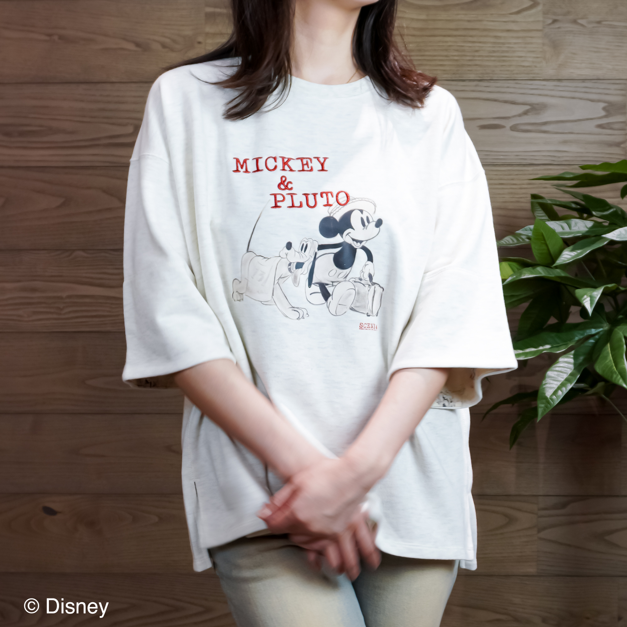 【Disney THE MARKET限定】<br>niko and ...　ミッキー　Tシャツ　オートミール