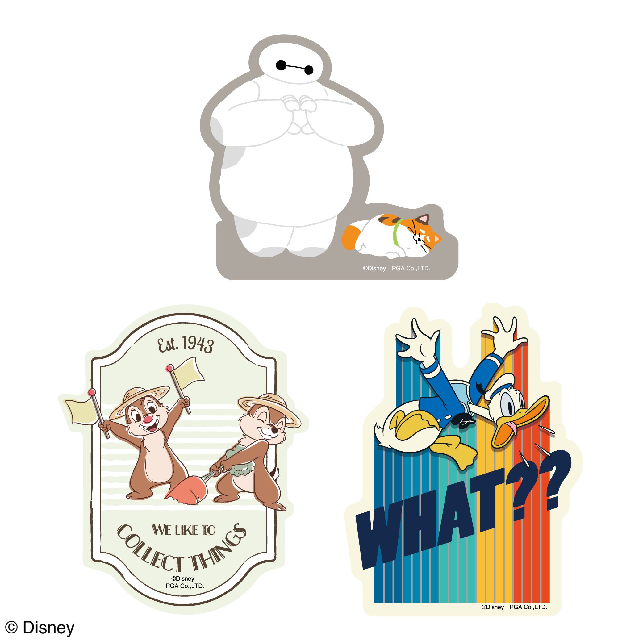 ステッカー［ドナルドダック］/［チップ＆デール］/［ベイマックス］