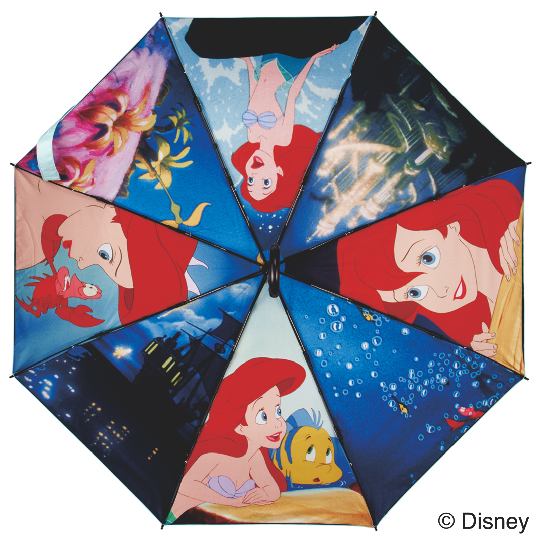 【Disney THE MARKET先行】晴雨兼用両面印刷折りたたみ傘 55cm アリエル