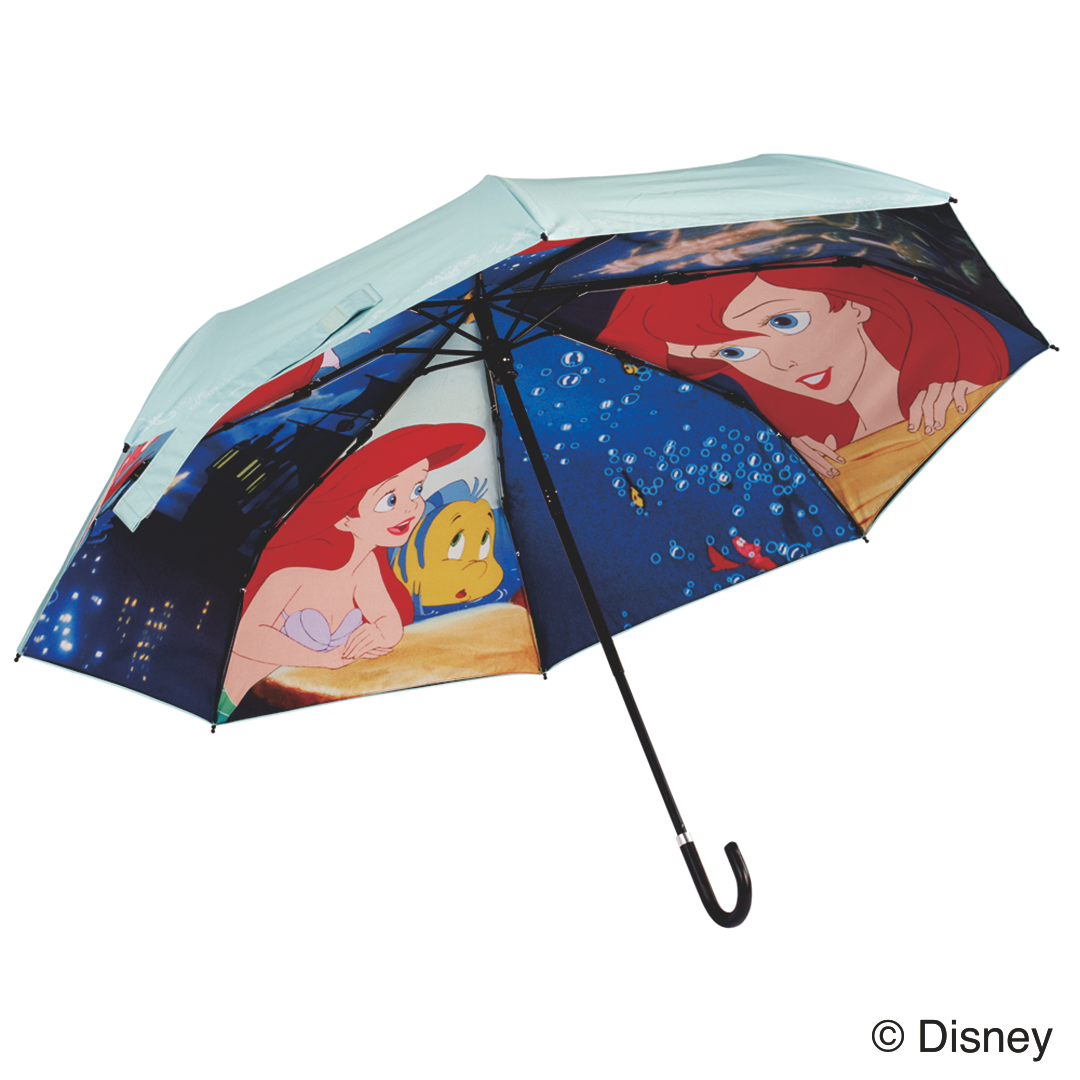【Disney THE MARKET先行】晴雨兼用両面印刷折りたたみ傘 55cm アリエル